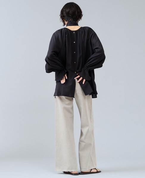 ボウタイ付きギャザーブラウス 詳細画像 ネイビー 5