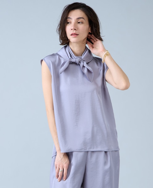 スカーフ付きブラウス 詳細画像 サックス 1