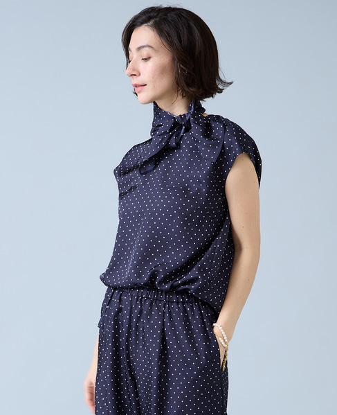 スカーフ付きブラウス 詳細画像 ネイビードット 3