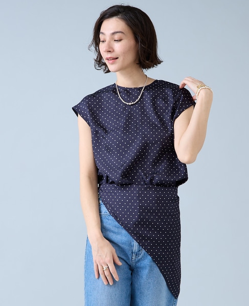 スカーフ付きブラウス 詳細画像 ネイビードット 4