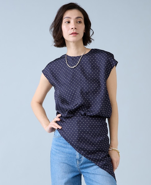 スカーフ付きブラウス 詳細画像 ネイビードット 5