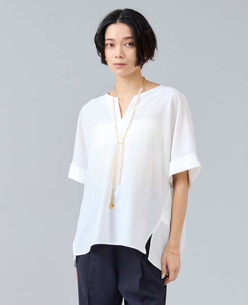 キーネックブラウス 詳細画像 ホワイト 1