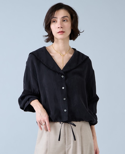 セーラーカラーブラウス 詳細画像 ブラック 3