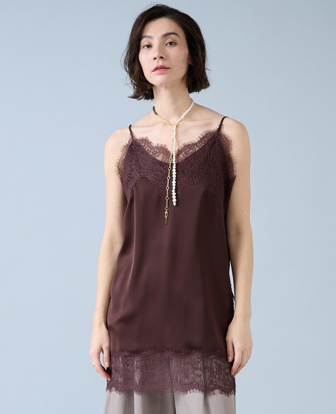 レーストリムキャミソール 詳細画像 ブラウン 1