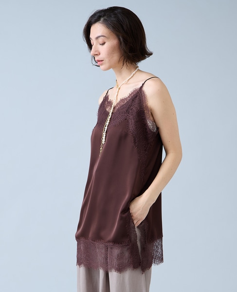レーストリムキャミソール 詳細画像 ブラウン 2