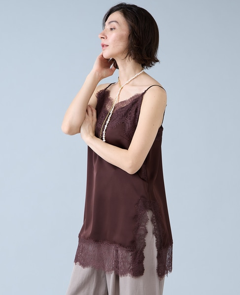 レーストリムキャミソール 詳細画像 ブラウン 3