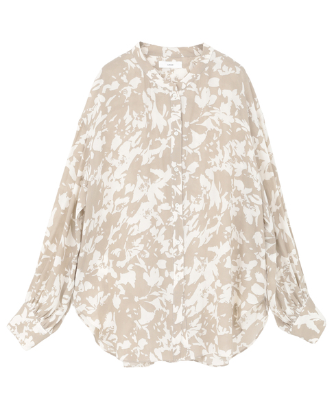 強撚割繊フラワープリントシャツブラウス 詳細画像 ベージュ 10