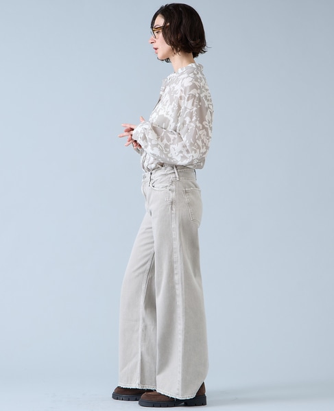 強撚割繊フラワープリントシャツブラウス 詳細画像 ベージュ 5