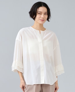 フリルスリーブスキッパーブラウス