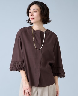 フリルスリーブスキッパーブラウス