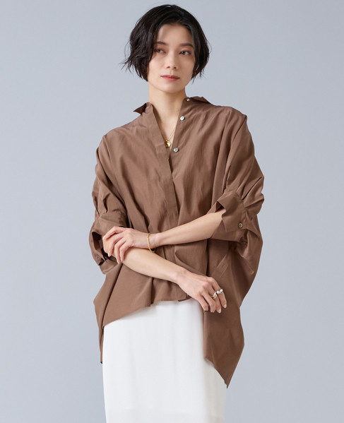 オーガニックコットンワイドシャツ 詳細画像 ブラウン 1