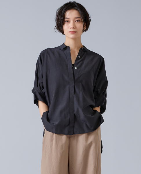 オーガニックコットンワイドシャツ 詳細画像 ブラック 1