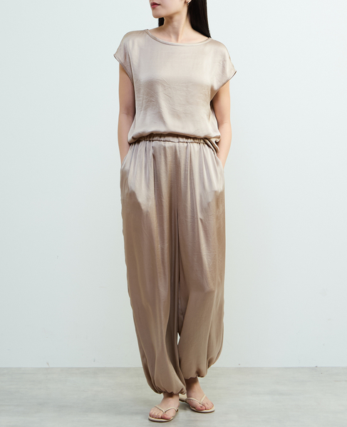 サテンフレンチスリーブブラウス 詳細画像 ライトベージュ 2