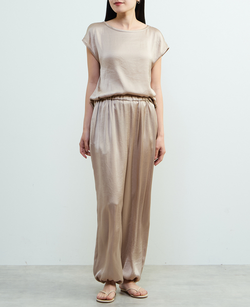 サテンフレンチスリーブブラウス 詳細画像 ライトベージュ 3