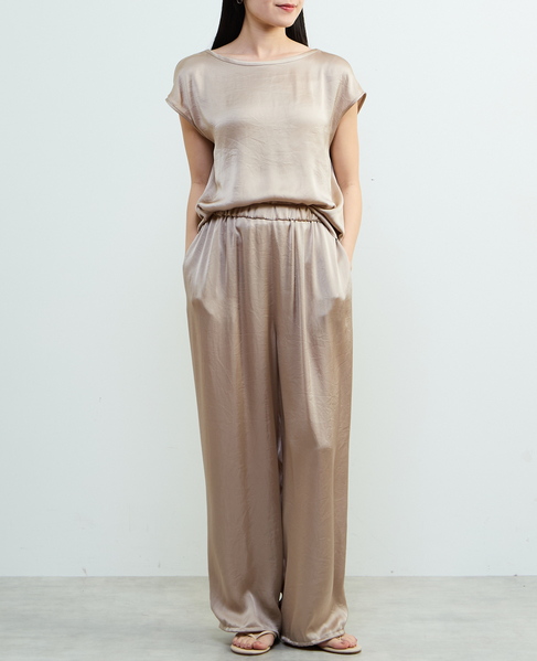 サテンフレンチスリーブブラウス 詳細画像 ライトベージュ 6