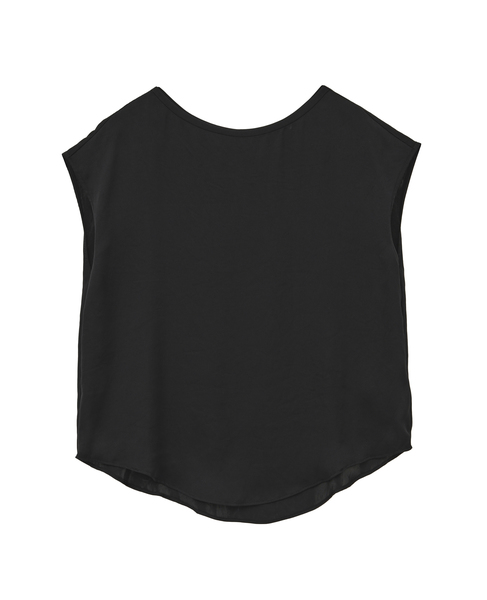 サテンフレンチスリーブブラウス 詳細画像 ブラック 1