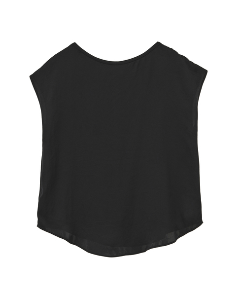 サテンフレンチスリーブブラウス 詳細画像 ブラック 2