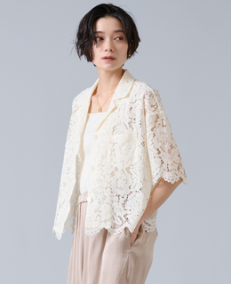 コードレース開襟シャツ