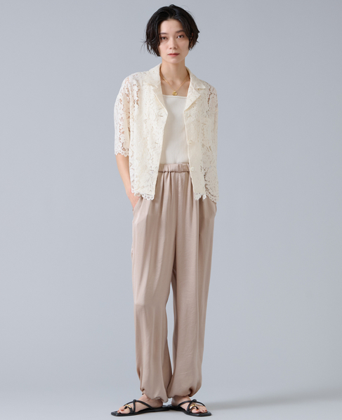 コードレース開襟シャツ 詳細画像 アイボリー 3