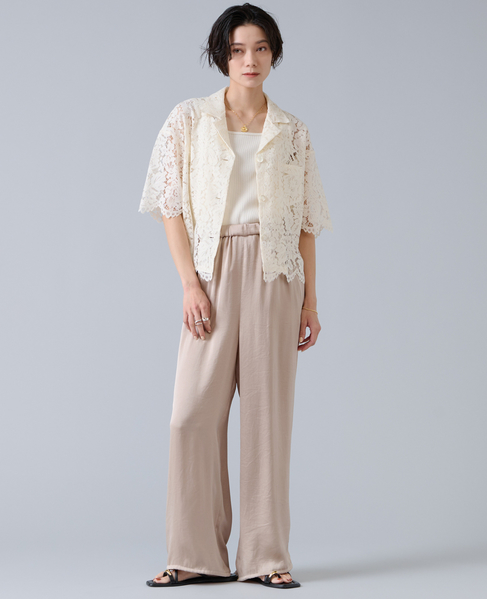 コードレース開襟シャツ 詳細画像 アイボリー 4