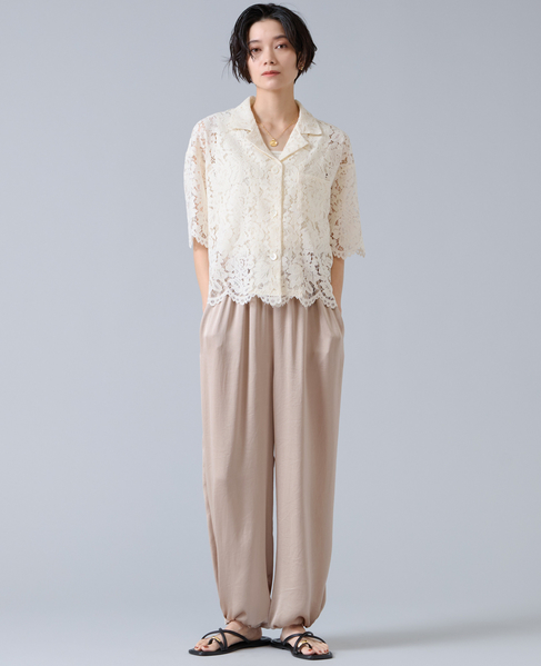 コードレース開襟シャツ 詳細画像 アイボリー 8