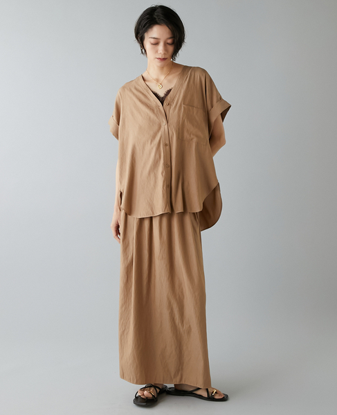 フレンチスリーブギャザーブラウス 詳細画像 キャメル 3