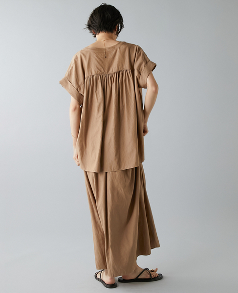 フレンチスリーブギャザーブラウス 詳細画像 キャメル 5