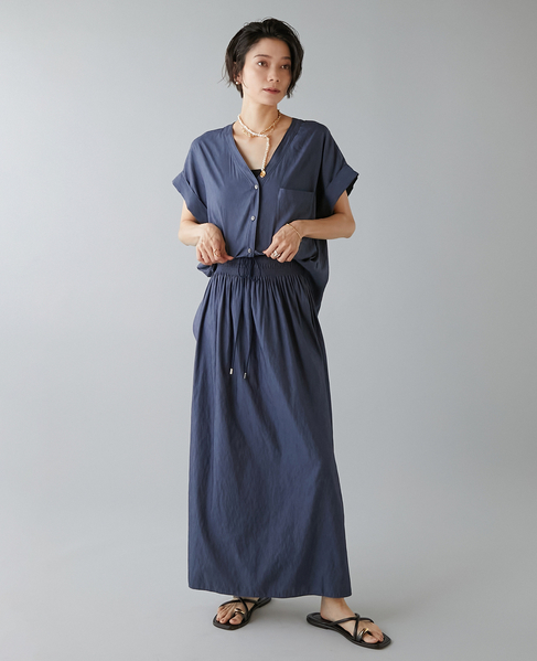 フレンチスリーブギャザーブラウス 詳細画像 ネイビー 6