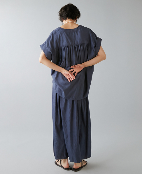 フレンチスリーブギャザーブラウス 詳細画像 ネイビー 8