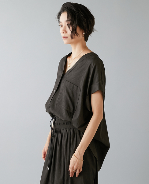 フレンチスリーブギャザーブラウス 詳細画像 スミクロ 3