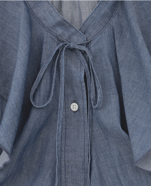 シアーデニムフリルブラウス 詳細画像 ネイビー 10