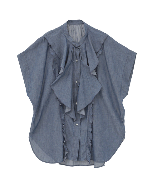 シアーデニムフリルブラウス 詳細画像 ネイビー 5