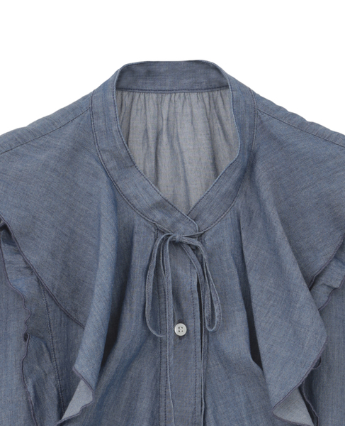 シアーデニムフリルブラウス 詳細画像 ネイビー 7