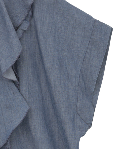 シアーデニムフリルブラウス 詳細画像 ネイビー 8