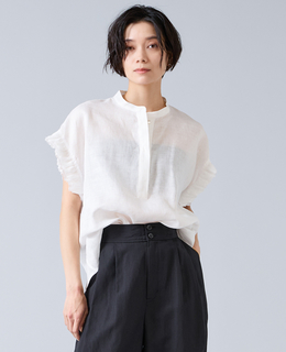 【定番】リネンギャザースリーブブラウス