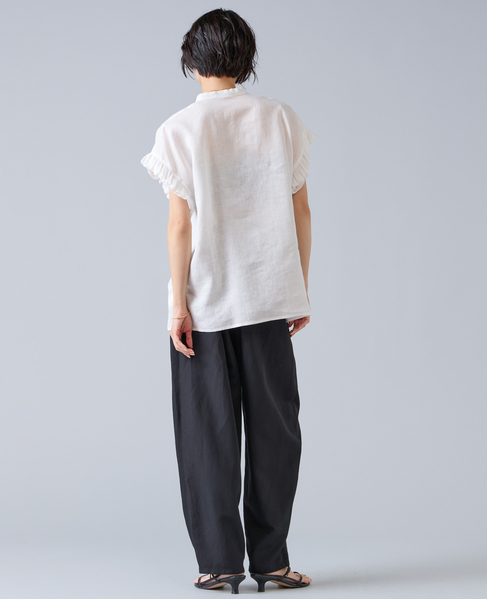 【定番】リネンギャザースリーブブラウス 詳細画像 ホワイト 6