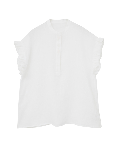 【定番】リネンギャザースリーブブラウス 詳細画像 ホワイト 7