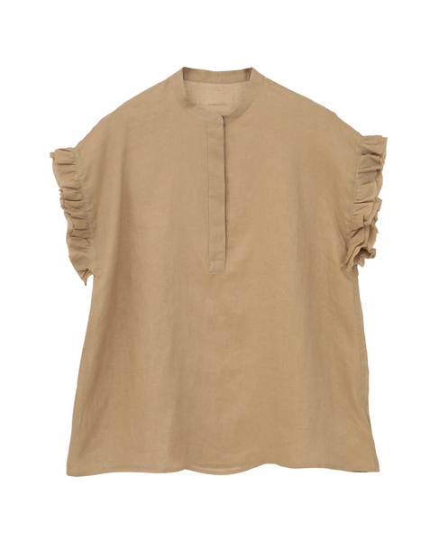 【定番】リネンギャザースリーブブラウス 詳細画像 ベージュ 7