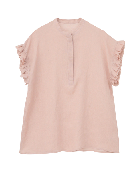 【定番】リネンギャザースリーブブラウス 詳細画像 ライトピンク 5