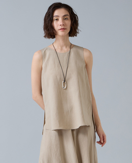 レーヨン/リネンノースリーブプルオーバー