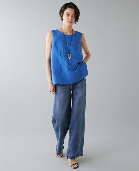 レーヨン/リネンノースリーブプルオーバー 詳細画像 ブルー 11