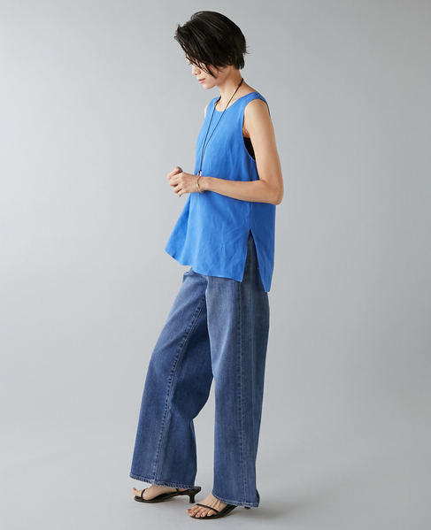 レーヨン/リネンノースリーブプルオーバー 詳細画像 ブルー 12