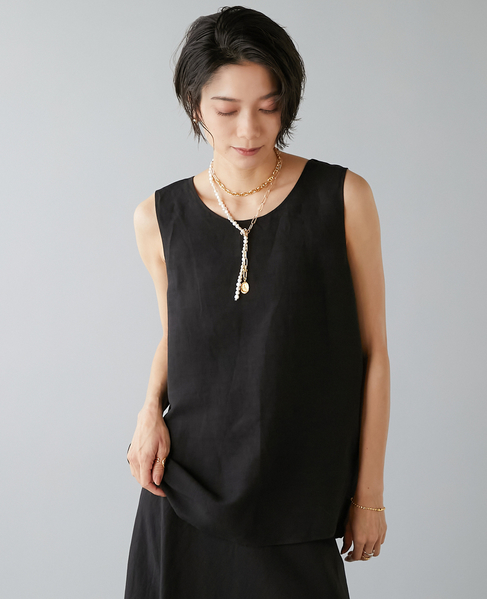 レーヨン/リネンノースリーブプルオーバー 詳細画像 ブラック 2