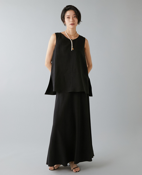 レーヨン/リネンノースリーブプルオーバー 詳細画像 ブラック 4