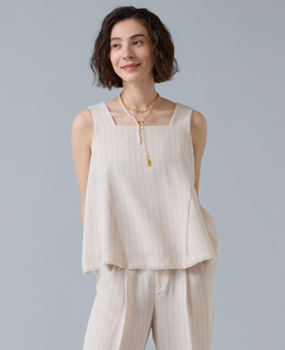 麻調ノースリーブブラウス