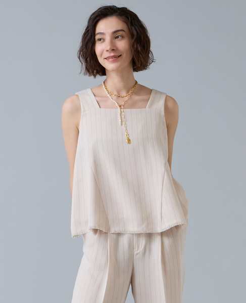 麻調ノースリーブブラウス 詳細画像 アイボリー 1