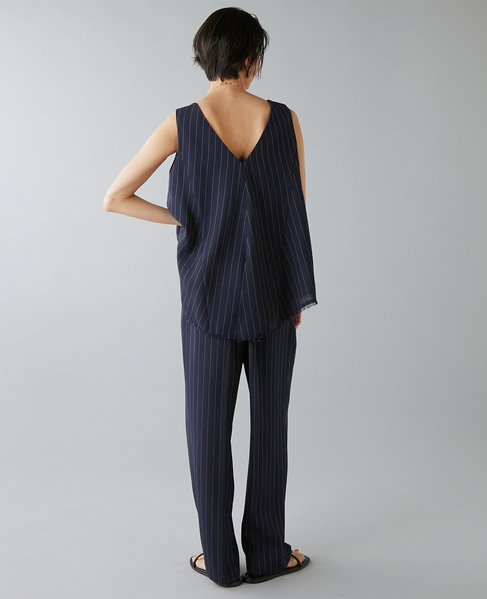 麻調ノースリーブブラウス 詳細画像 ネイビー 5