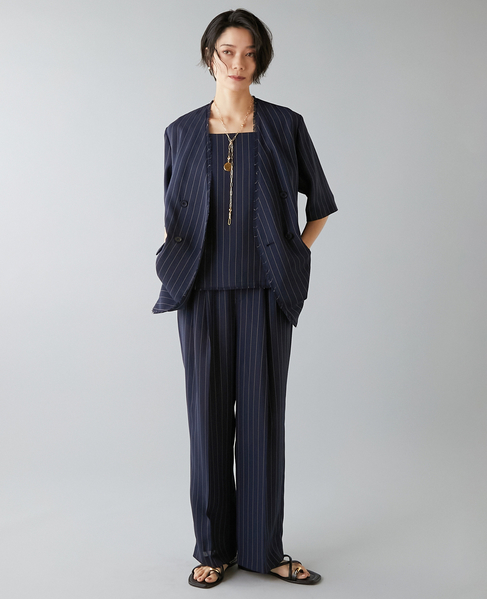 麻調ノースリーブブラウス 詳細画像 ネイビー 6