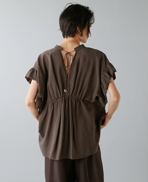 袖フリルブラウス 詳細画像 ブラウン 3