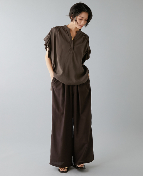 袖フリルブラウス 詳細画像 ブラウン 5